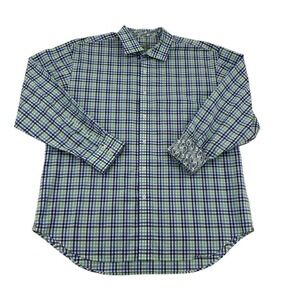 Men's Green and Blue Plaid Shirt